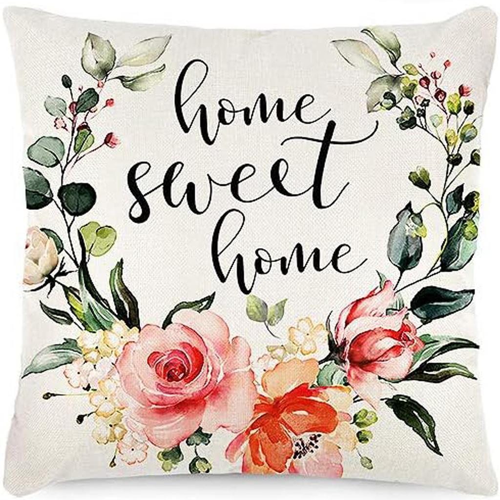 New Spring Fresh and Beautiful Linen Pillowcase Sofa Bedside Plant Flower Pillow Cushion Cover