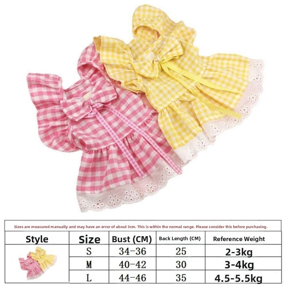 British Style Plaid Lace Dog Skirt Soft Puppy Fairy Skirt Pet Costume  for Small and Medium Pet