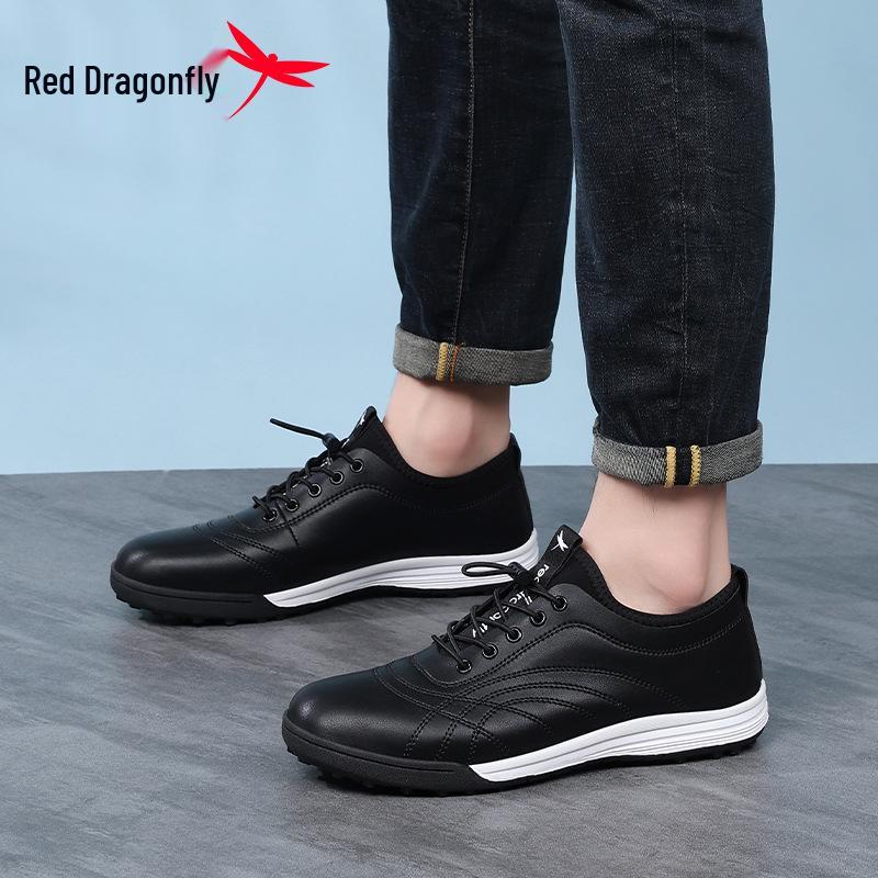 Red Dragonfly Men's Waterproof Leather Commuter Sneakers - 2026 Spring Casual Non-slip Travel Shoes