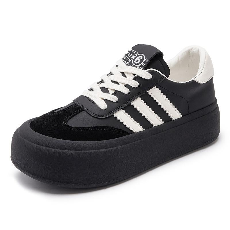 

Leather little white shoes women s platform new 2025 spring lace-up casual shoes female students versatile popular board shoes women s shoes 35