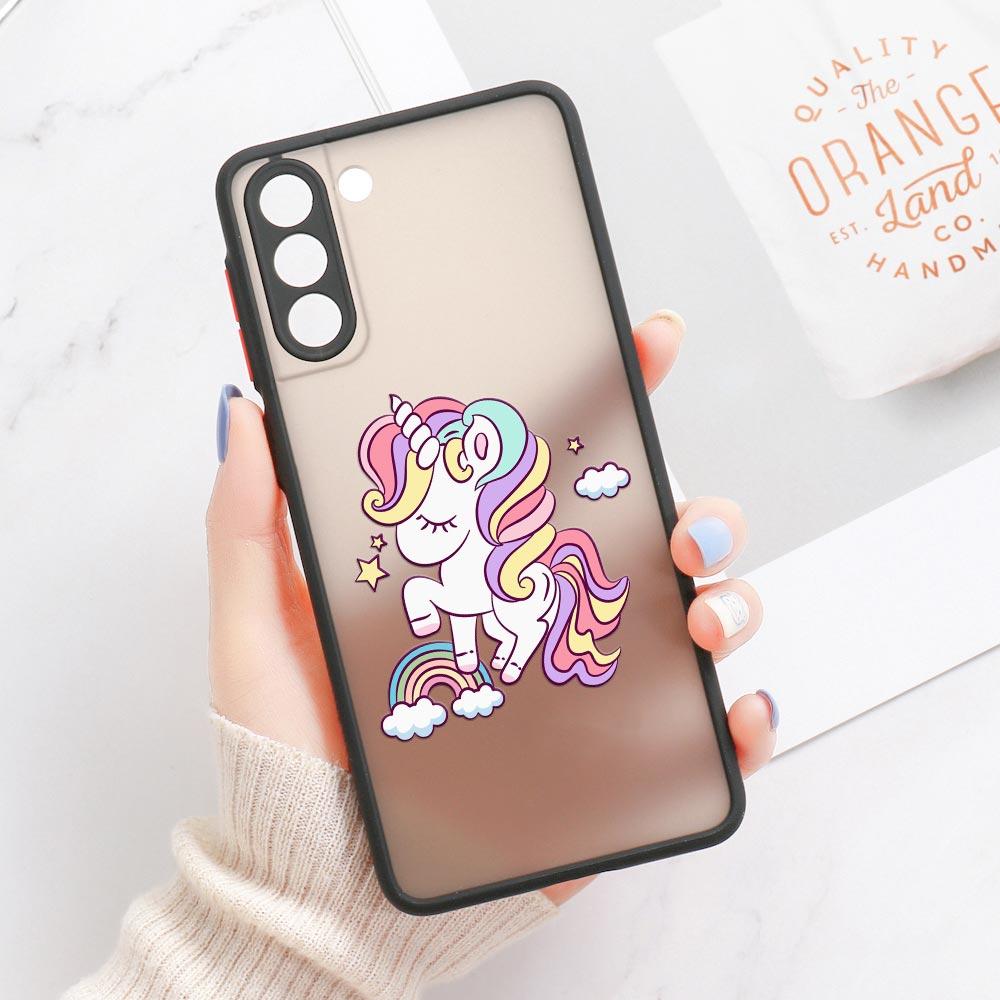 S23 Ultra Case For Samsung Galaxy S23 S22 Ultra S20 S21 FE Plus S10 Lite S24 Phone Case Matte Clear Cover Funny Unicorns Rainbow
