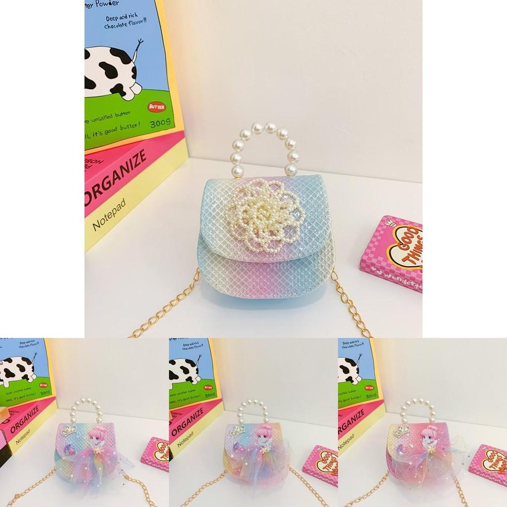 Breathable Pu Material Cute Kids Handheld Bag With Charming Pearl Flower Pattern For All Occasions
