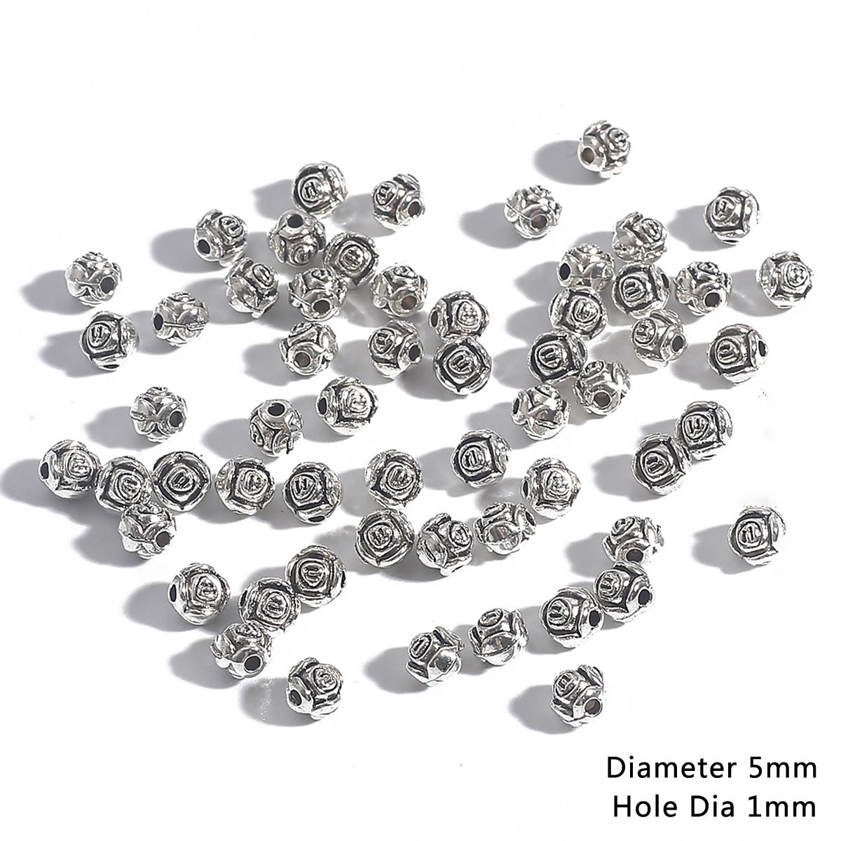 

10-50 шт. разноцветные тибетские серебряные круглые металлические бусины ручной работы, молитвенные разделительные бусины, подходят для ювелирных браслетов «сделай сам» 01 5mm 50pcs серебряный