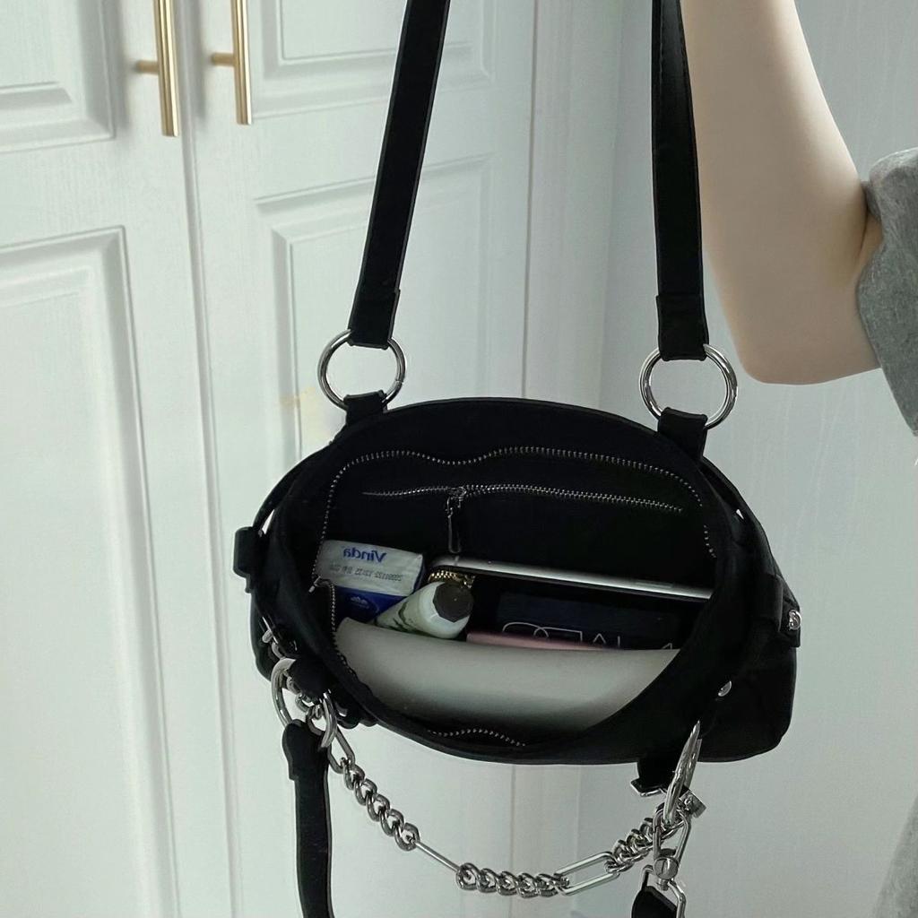 Genți de umăr negre Harajuku pentru femei, genți de mână de lux cu model solid, model pătrat, model cu lanțuri, geantă de mână de designer, doamnelor, Harajuku