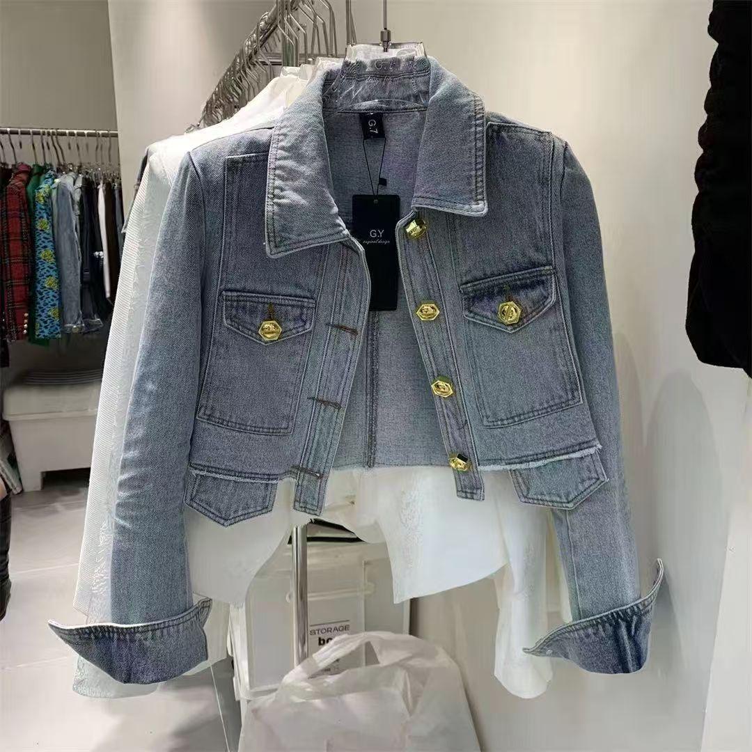 Elegant 2025 French-Style Women s Casual Short Denim Jacket M
