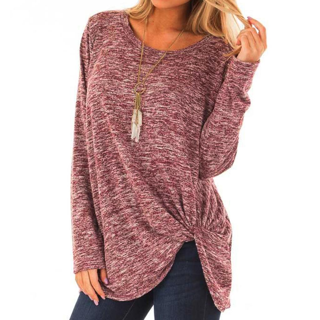 Women Fashion Loose Long Sleeve Casual T-Shirt Blouse Tops