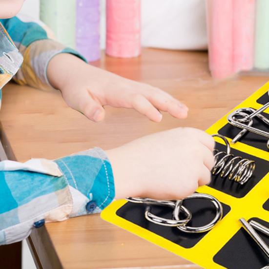 8Pcs/Set Metal Puzzle Ring Brain Teaser 3D Wire Puzzle Game Kids Adults Mind