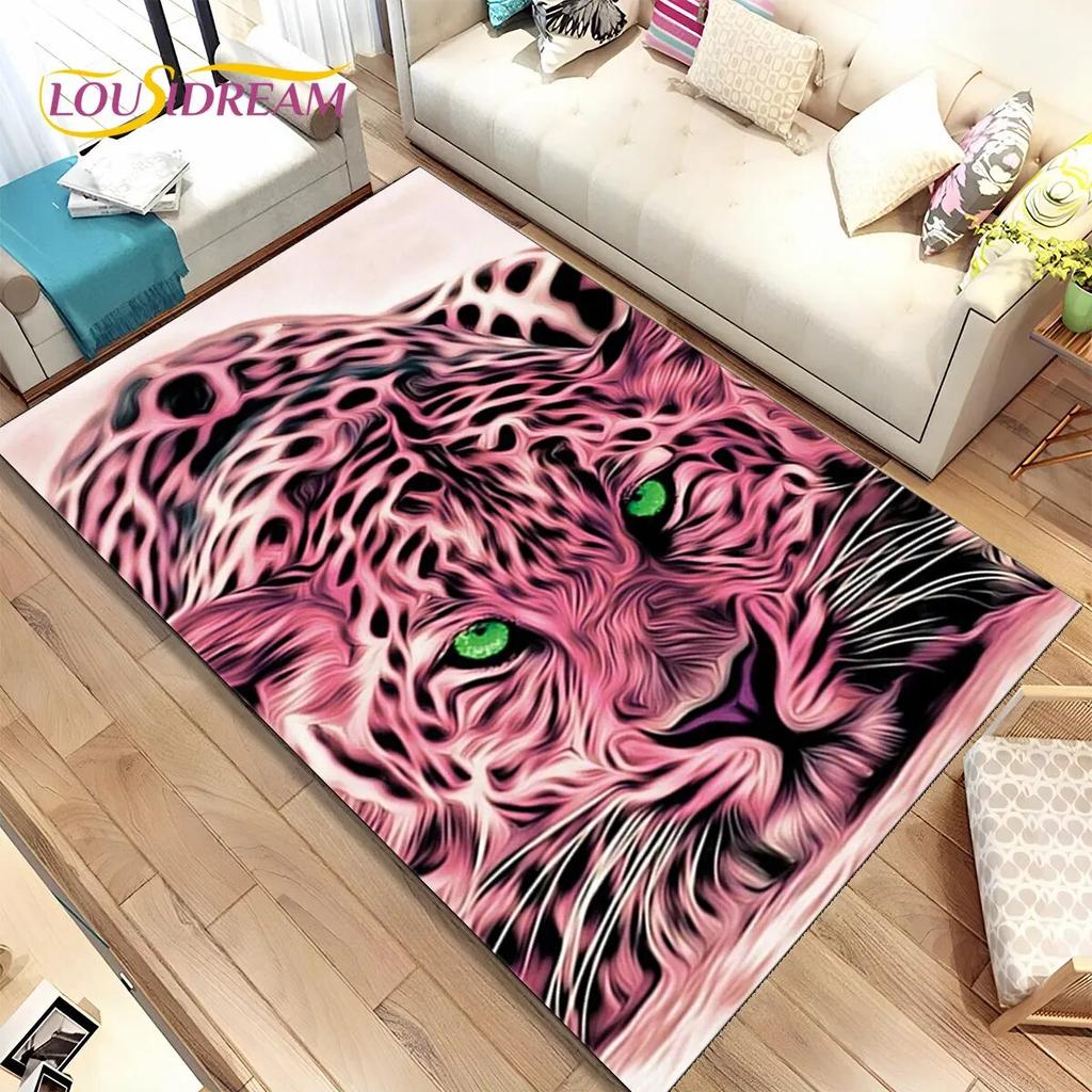 Zvíře leopard Gepard Cartoon Beast Area Koberec,Koberec pro domácí Obývací pokoj Ložnice Pohovka Rohožka Kuchyň Dekor,Protiskluzová podložka na podlahu