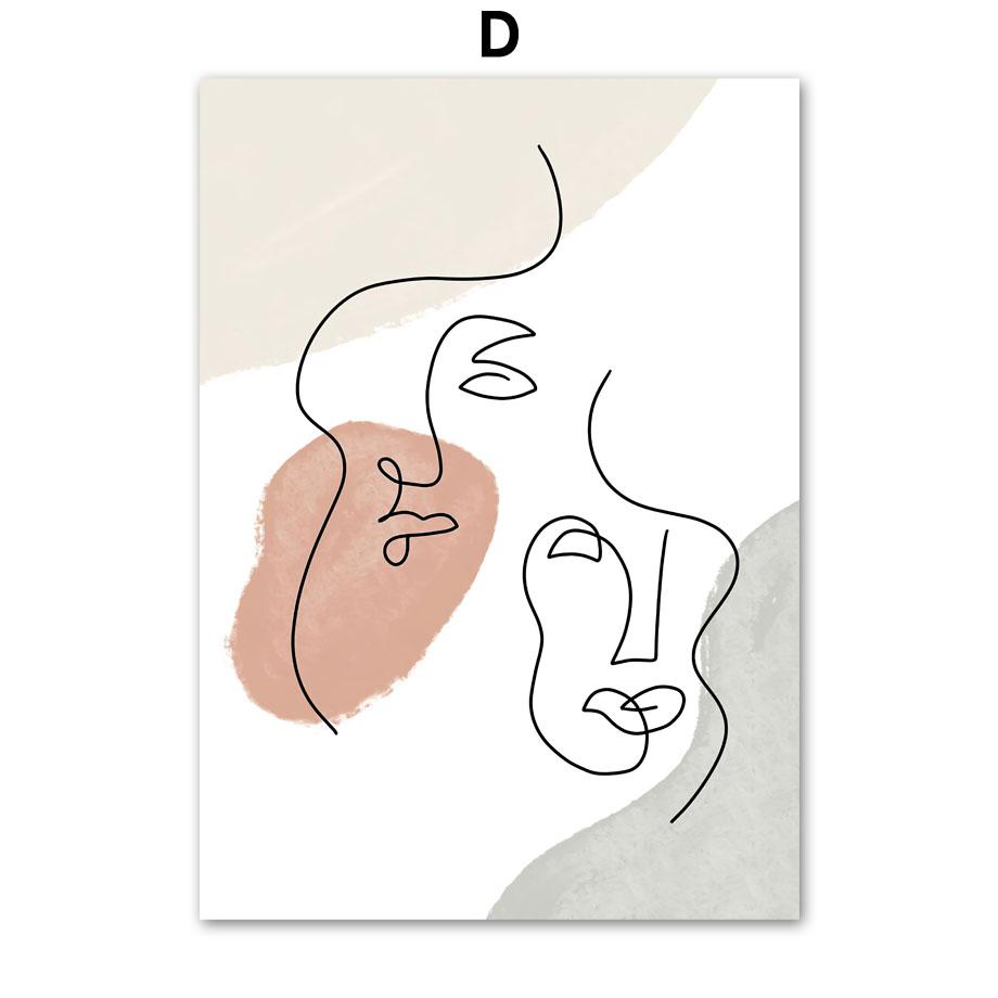 Wandkunst Leinwand Malerei Moderne Minimalistische Drew Line Liebhaber Körper Gesicht Nordic Poster Und Drucke Wand Bilder Für Wohnzimmer