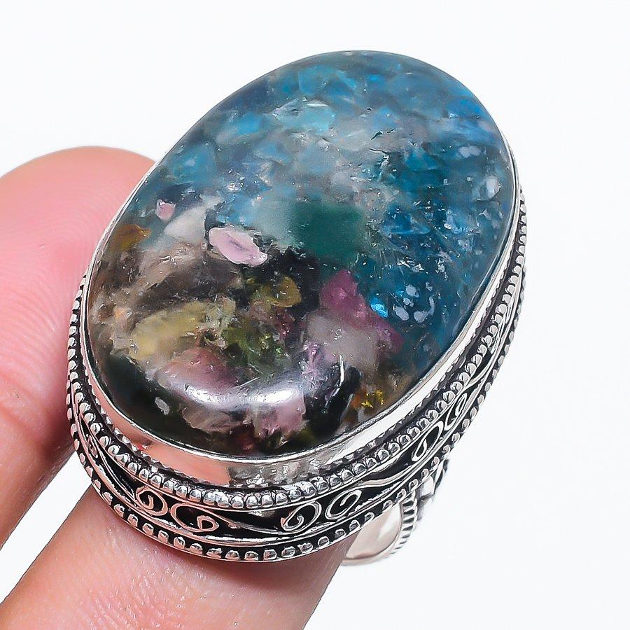 

Турмалин Арбузный Драгоценный камень Серебро 925 пробы Ювелирное кольцо Размер 10