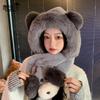 Winter Cute Plush Bear Scarf Integrated Hat Women's Fashion Cold Protection Ear Protection Cover