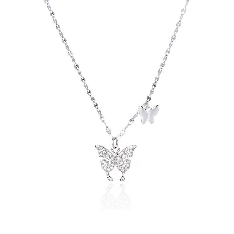 New Fashion Butterfly Necklace for Little Women Luxury Qixi Valentine's Day Gift for Girlfriend