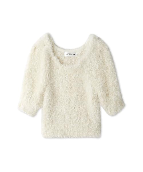 

Lily Brown Feather Yarn Knit Top LWNT244040 IVR 2-Way Women s