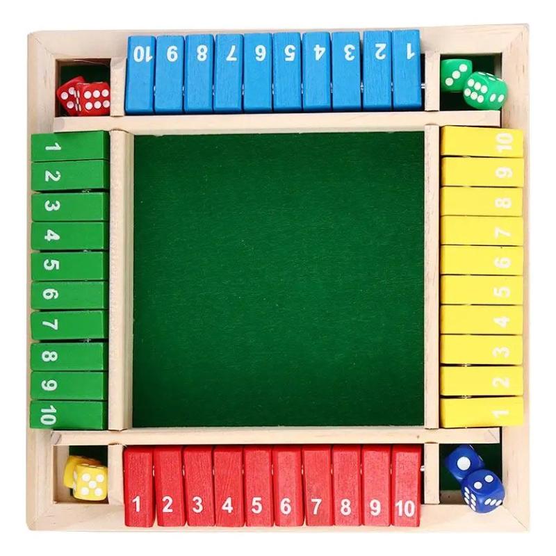 Shut The Box Gioco da Tavolo con Dadi Giocattoli per l'Apprendimento della Matematica per Bambini 4 Giocatori Alette in Legno Gioco di Dadi Giocattoli Interattivi Genitore-Figlio per Feste