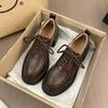 2025 Autumn New Versatile Lace-up Loafers Commuter Thick-heeled Women's Shoes Retro Style Round Head High-heeled Women's Single Shoes