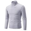 Men's High Neck Sweater Solid Color Pullover Knitted Warm Casual Turtleneck Sweatwear Woolen Mens Winter Outdoor