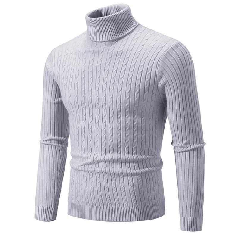 Autumn and Winter Men's Solid Color Turtleneck Sweater European Size Fashion Twist Pullover Bottoming Sweater