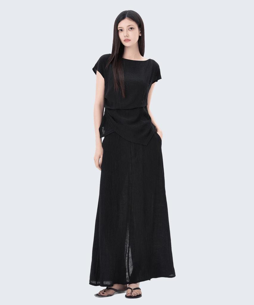 MIXXO Crinkle Back Elastic Maxi Long Skirt_Miwwhg81Aa