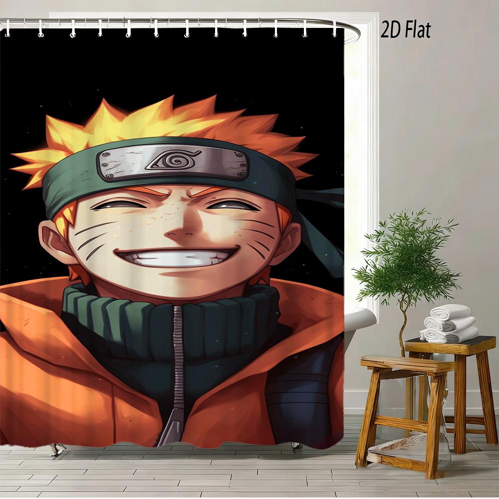 2D Flat Naruto Anime Hinata Hyuga Crying Sketch Print Waterproof Shower Curtain For Bathroom Decor