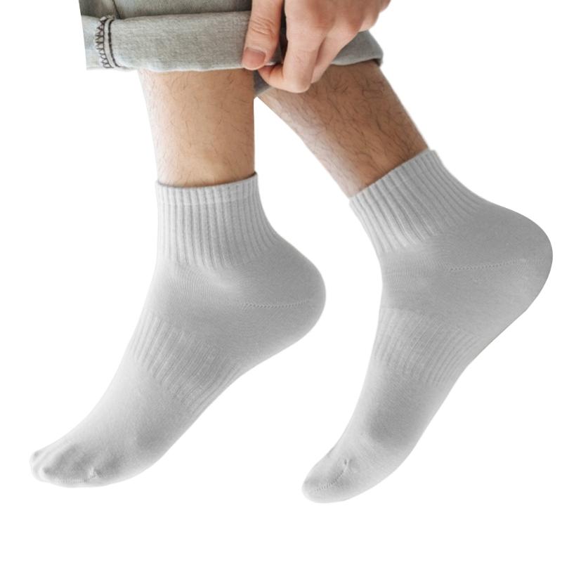 Mens Athletic Basic Solid Color Cotton Crew Socks Moisture Wicking Running Elastic Cuff Short Tube Ankle Socks for Men