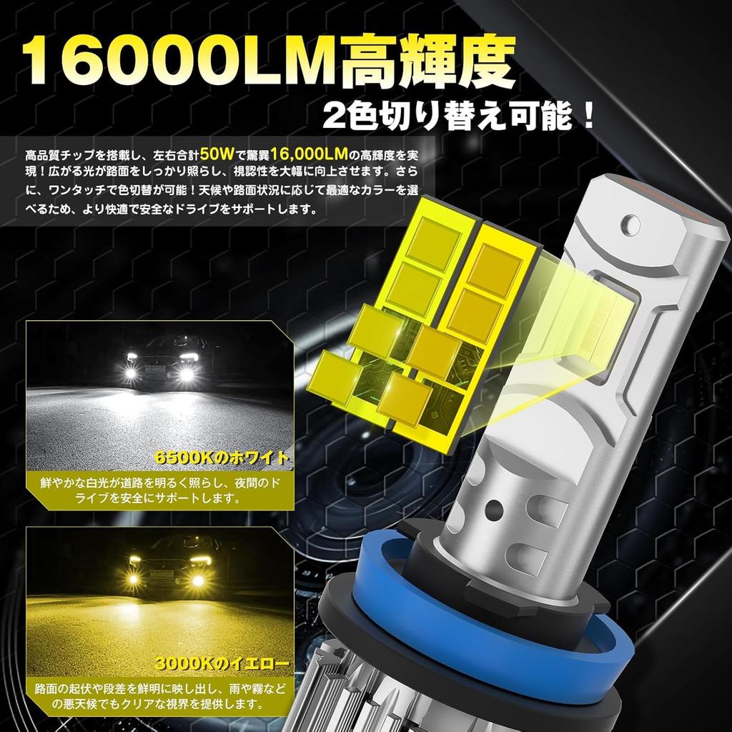 Super Bright Perrace H8 LED Fog Super LED Fog Vehicle Inspection Memory 50W High Long Cooling IP68 Waterproof and Set of 2 [2025 16,000 LM] Lights,