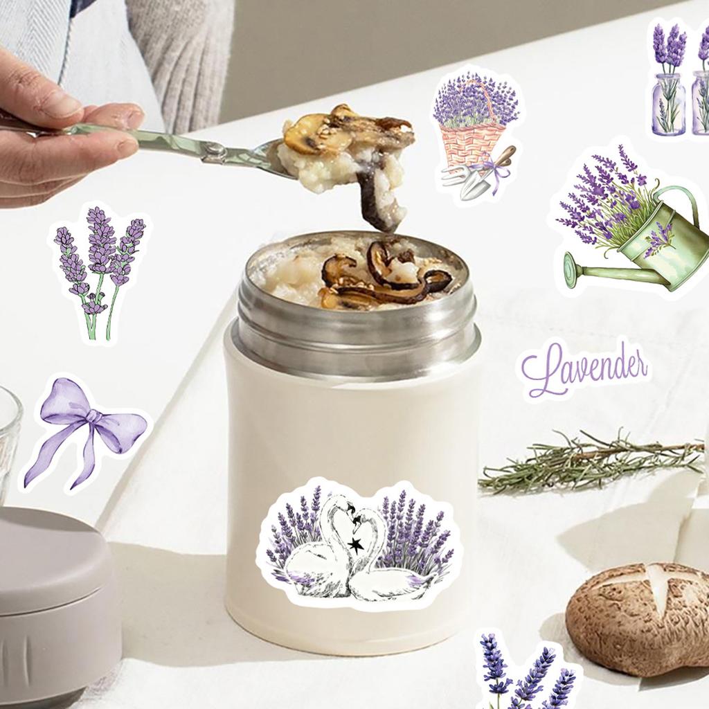 50 Lavender Stickers For Girls' Journals, Notebooks, Phone Cases, Water Bottles, And Decorations
