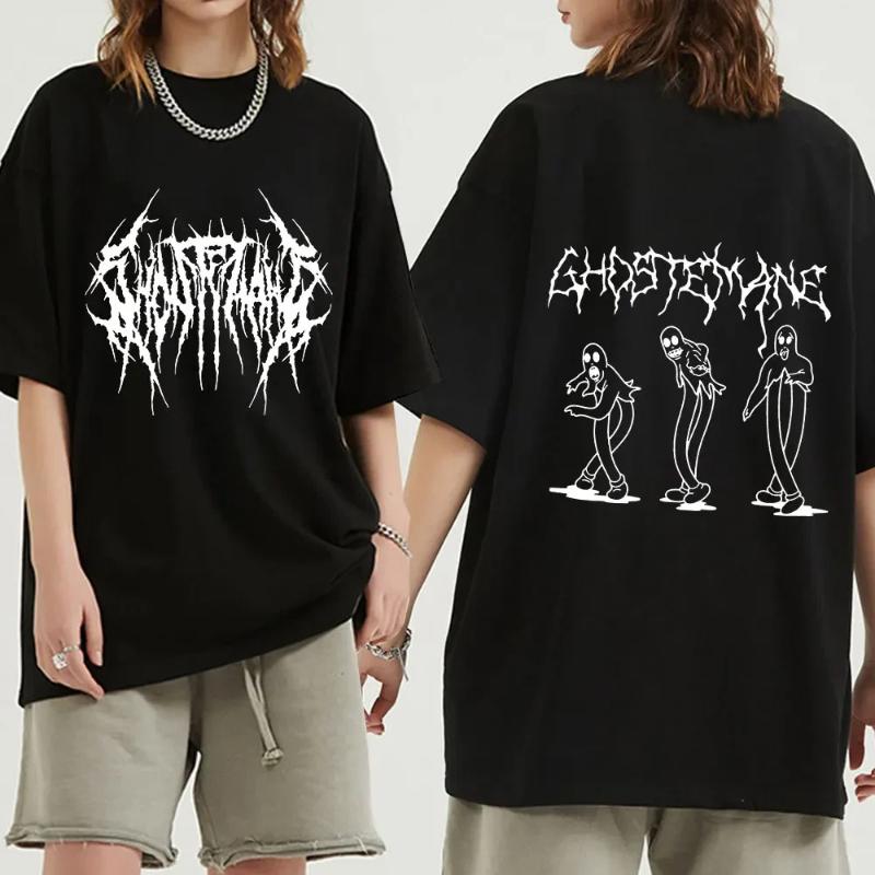 Ghostemane Double Sided Print T-shirt Man Tshirt Pouya T Shirts Men s Tops Streetwear Men Women Fashion Hip Hop Tees XS