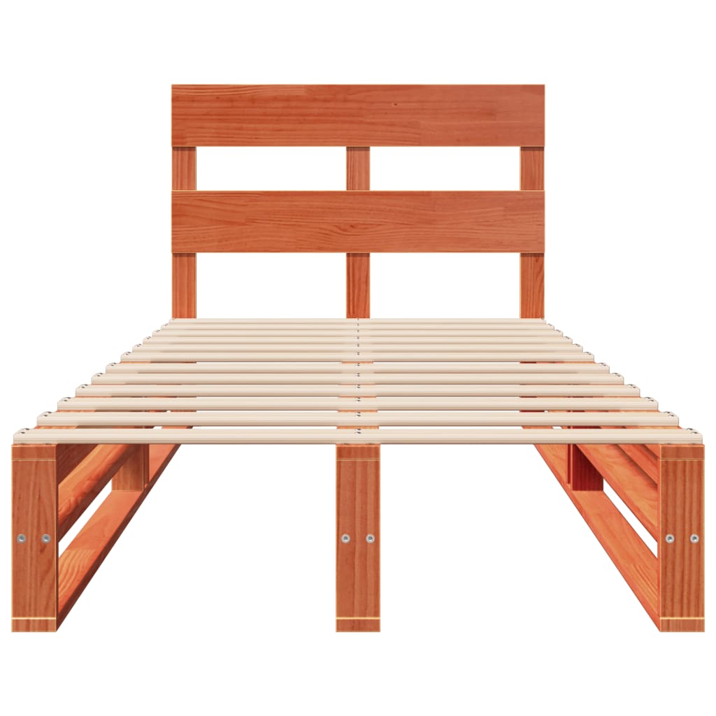 Solid Wood Bed Frame Without Mattress Wax Brown 90x190 Cm Pine Wood
