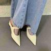 French Inner Heightening Pointed Toe Bag Head Half Slippers Women'S Outer Wear Spring And Summer Muller Shoes Mary Jane Sandals