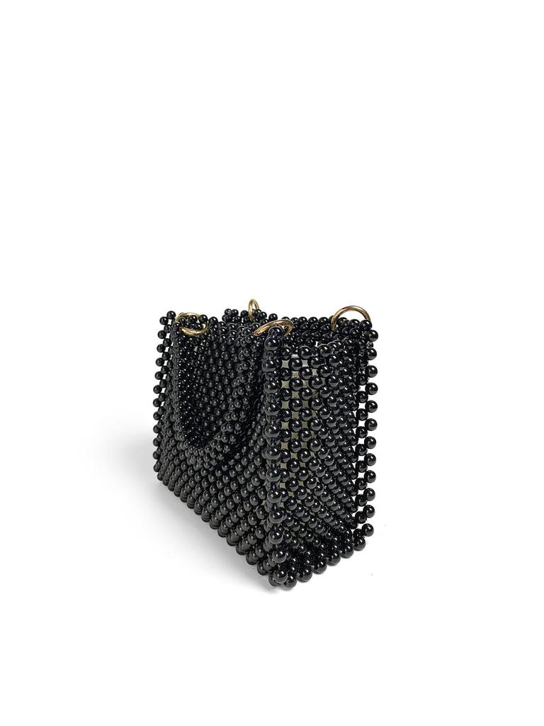 Damska torebka na ramię z czarnych pereł