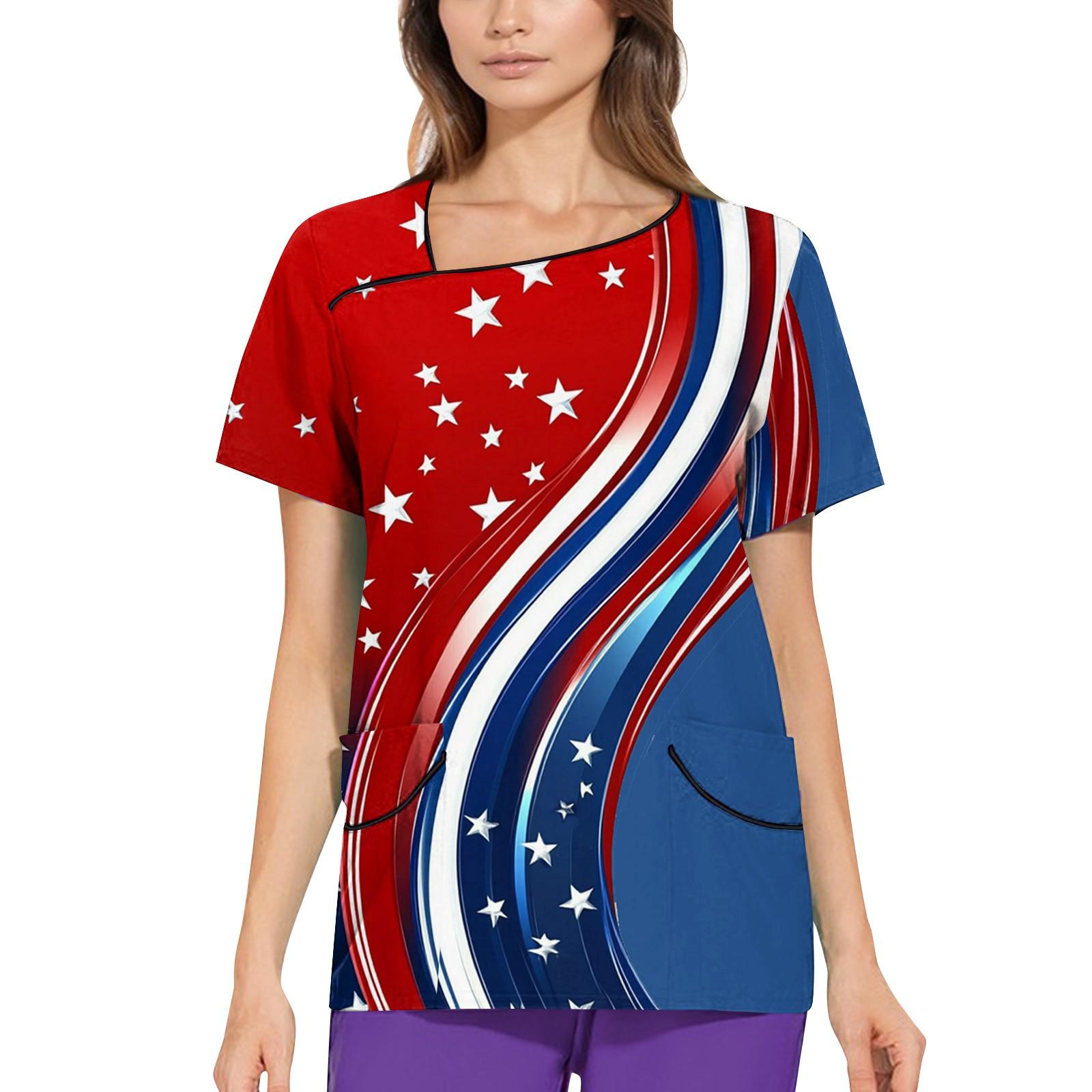 

Женская рабочая одежда с принтом, покатый воротник и двухслойные карманы, базовый верхний пуловер S красный