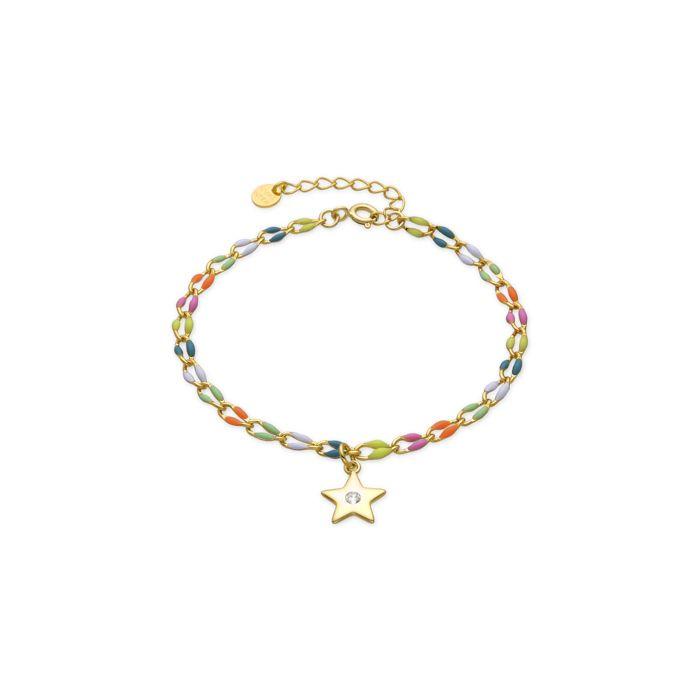 Bracelet - LUXENTER - Saukha - Argent 925 - Or jaune 18k - Laque multicolore