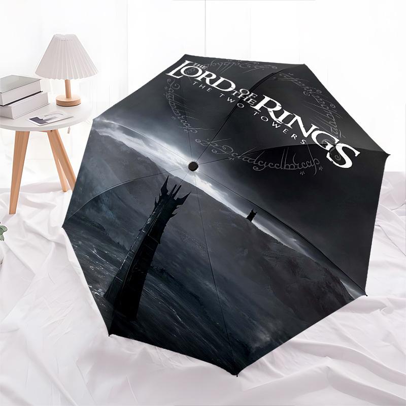 1pc The Lord of the Rings: The Two Towers Automatic Folding Umbrella - Compact 8-Rib Design, Durable Plastic & Iron1059L