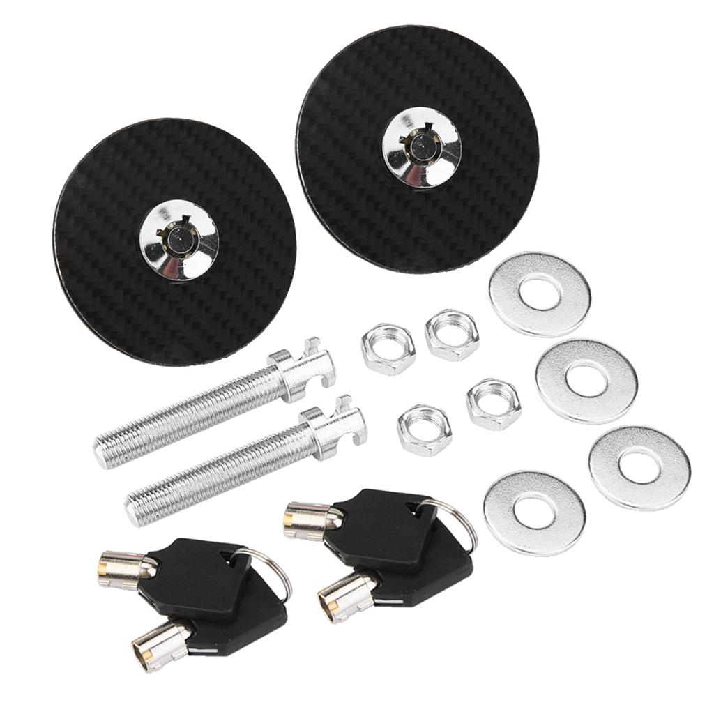 Car Hood Pins Kit, Carbon Engine Hood Cover Key Pin Kit Quick Relse Pin for Vehicle RV Truck SUV