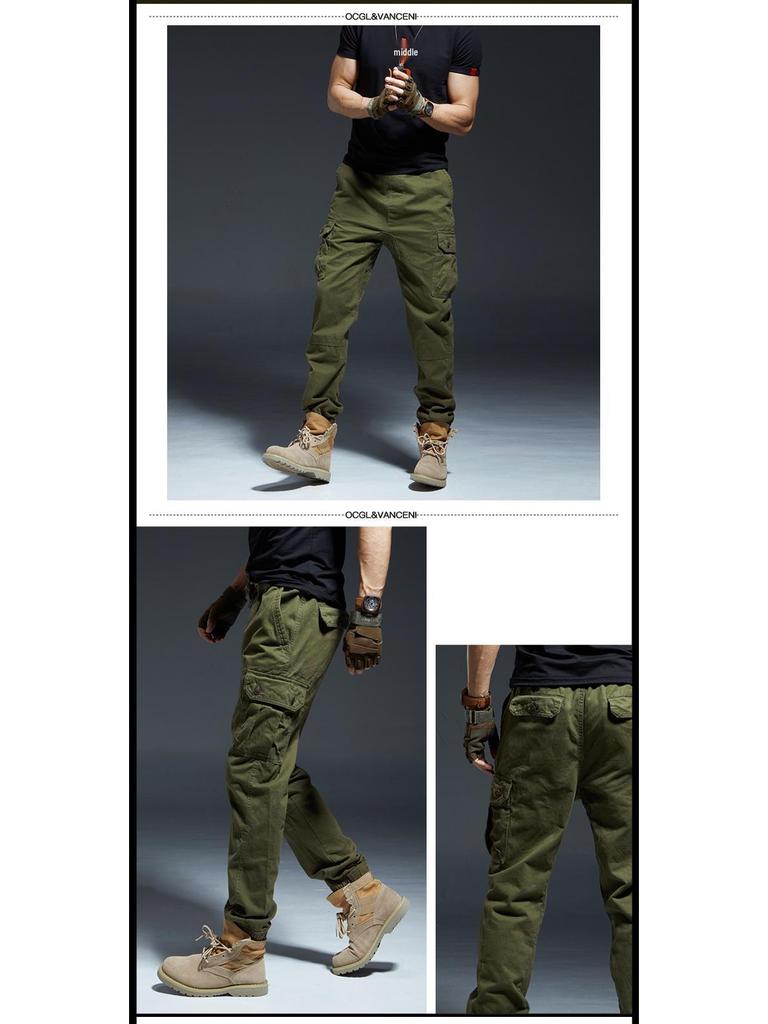 Men's Camo Nine-Point Multi-Pocket Pants - Military Style Casual Work Joggers