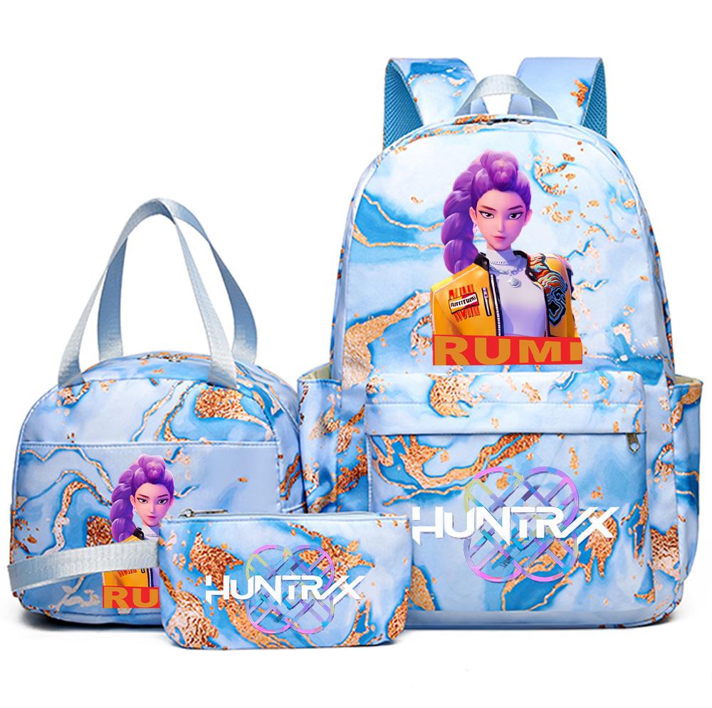 3Pcs/set Anime Demon Hunters Printed Backpack Handbag Pencil Case for Teenager Student Bookbag Schoolbag Women Large Capacity Waterproof Bag