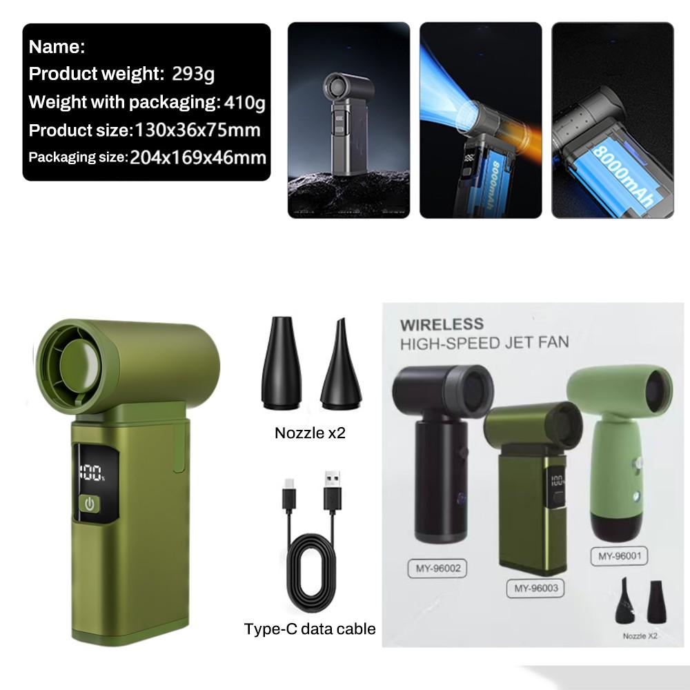 

Turbo Fan New Upgrade Rechargeable Blower 990000RPM Brushless Air Blower Turbo Jet Fan Portable Dust Blower Electric Dryer зелений