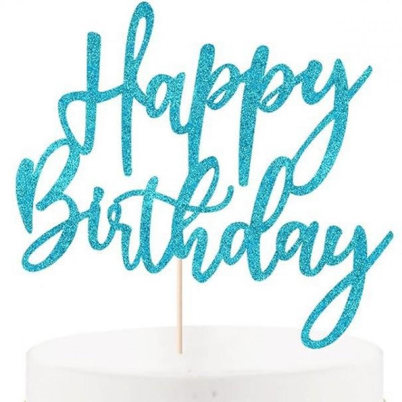 Birthday Cake Toppers Set - Glitter Alphabet Letters Decorative Picks Party Dessert Decoration