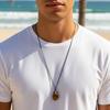 Unisex Irregular Tiger Eye Leather Cord Necklace with Water Drop Pendant