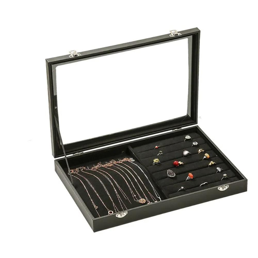 PU Leather Jewelry Storage Tray Rings Errings Jewelry Display Case Velvet Jewelry Box  Packaging