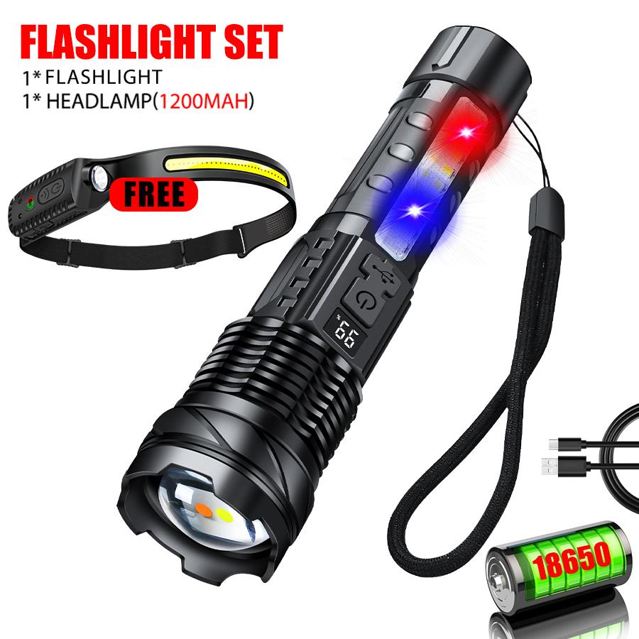 Multifunctional Strong Light Flashlight Rechargeable Maintenance Work Light Portable Outdoor Camping Mountaineering Searchlight