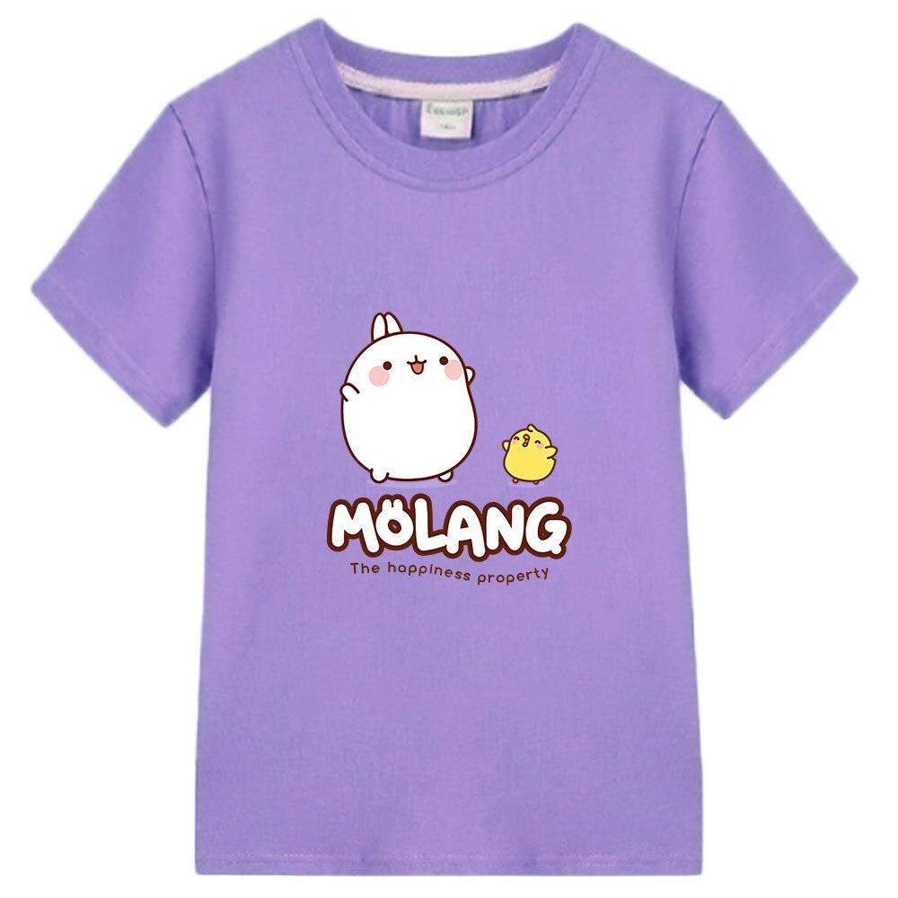 Sommarkläder för barn Flick T-shirt Molang och Piupiu T-shirts Söt kanintryck Barnkläder Pojkar Grafisk t-shirt 100%bomull Topp