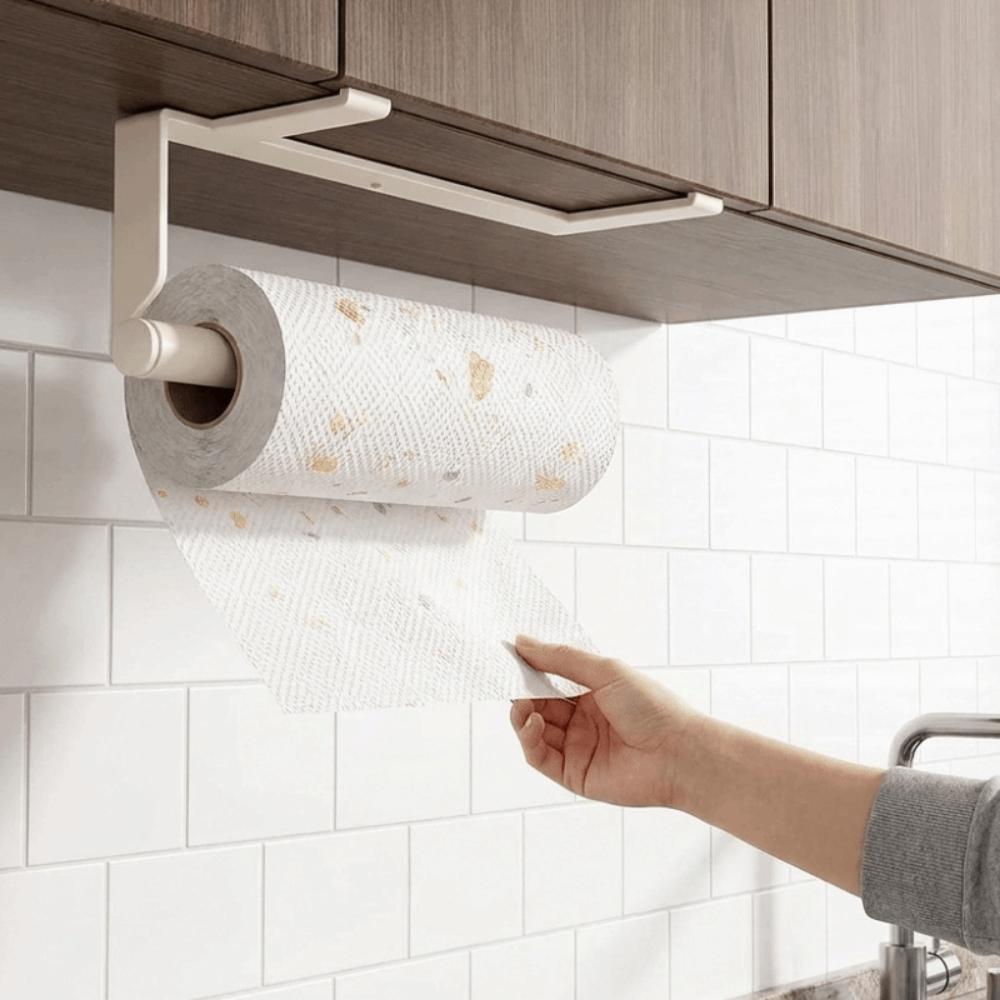 Wall Mounted Under Cabinet Paper Towel Holder No Drill Cling Film Storage Rack  Apartment