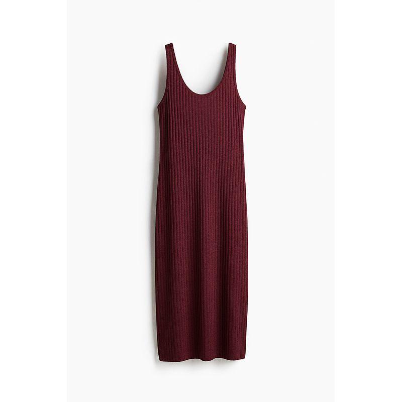 

HM Women s Vest Camisole Dress 2025 Fall New Arrival New Arrival Open Back Knitted Dress 1290595 Burgundy 155/80