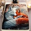 Aesthetic Fox Couple Throw Blanket Woodland Animal Art Spring Fall Decorative Throw Bedding Cozy Decor Gift for Living Room