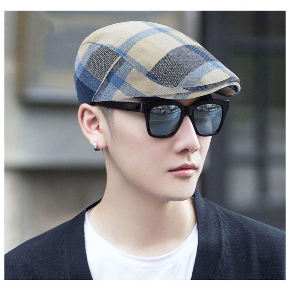 Colorful Plaid Berets Button Adjustable Painter Caps Unisex Summer Visor Hat  for Men Women