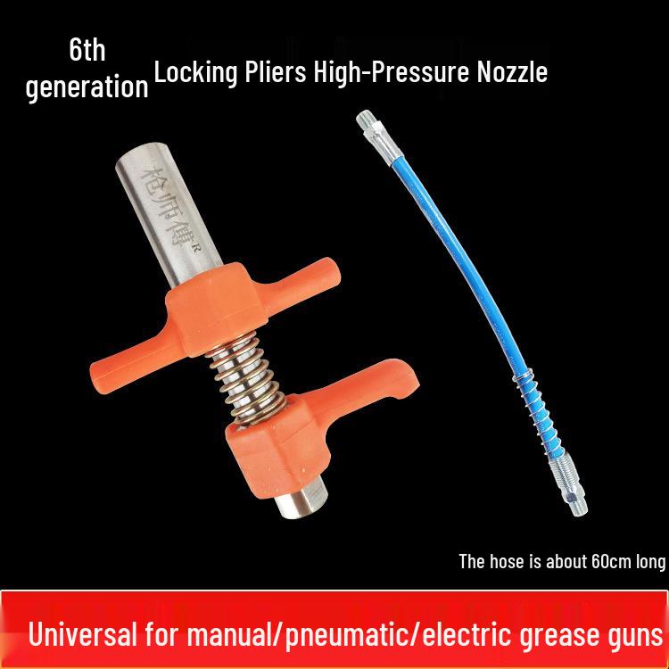 Self-Locking Grease Gun Nozzle with Double-Handle for High-Pressure Greasing