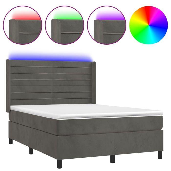 Maison Exclusive - Sommier à lattes de lit matelas et LED Gris foncé 140x200 cm
