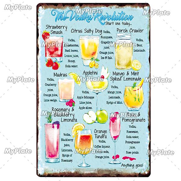 Cocktail Shots6 Metal Sign Vintage Plaque Beer Tin Sign Plate Wall Decor For Bar Pub Man Cave Bloody Poster Custom