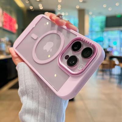 Luxury Clear For Magsafe Heat Dissipation Frame Phone Case For iPhone 15 11 14 13 12 16 Pro Max Acrylic Protective Back Cover